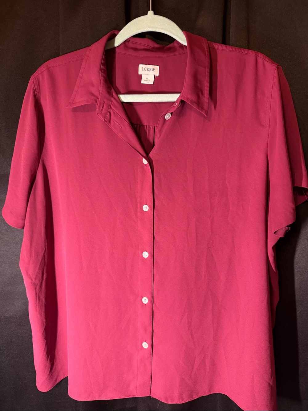 J.Crew fuschia Short Sleeve Button-Up Blouse
